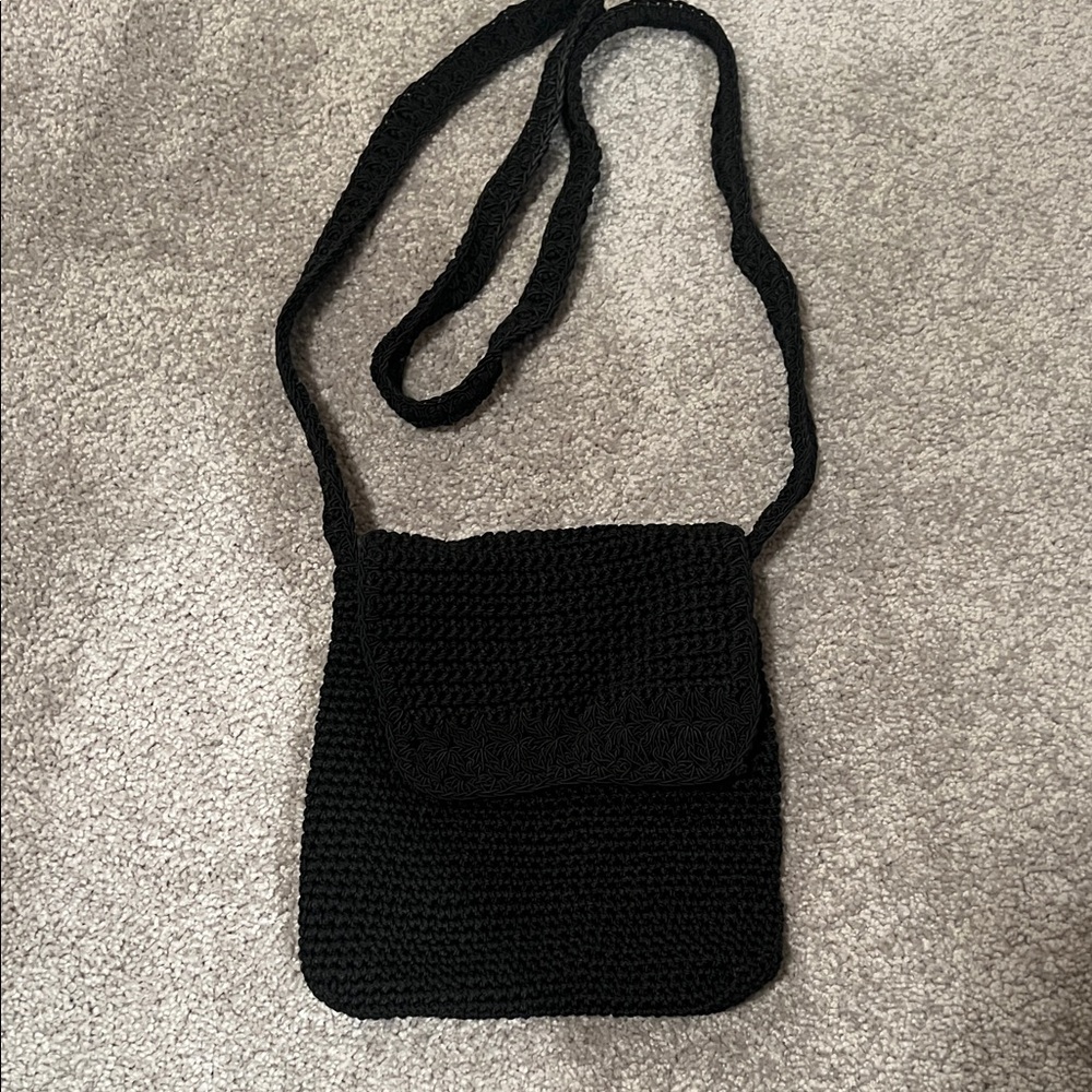 Elegant Black Crochet Shoulder Bag